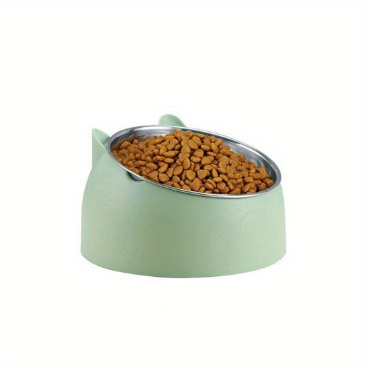 Elevated Stainless Steel Pet Bowl Raised Tilted Dog Food And Water Bowl