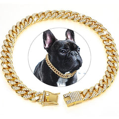 Metal Dog Chain Collar with Secure Buckle for Walking