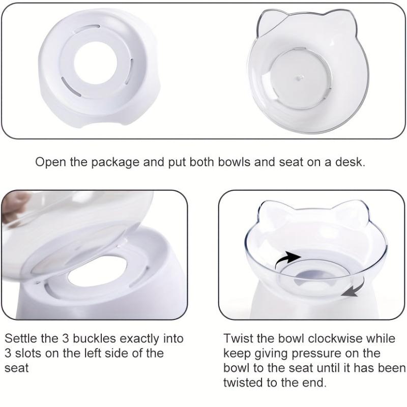 Adjustable Raised Cat Feeder Bowl Neck Protection