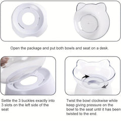 Adjustable Raised Cat Feeder Bowl Neck Protection