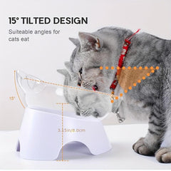 Adjustable Raised Cat Feeder Bowl Neck Protection