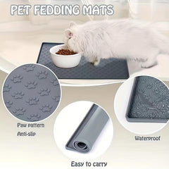 Silicone Pet Food Mat Waterproof Leak Proof Feeding Mat Cats Dogs Foldable