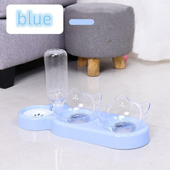 Elevated Dog Bowls with Water Dispenser & Double Feeder