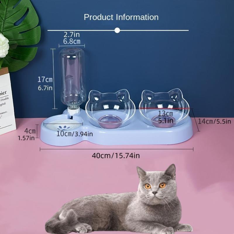 Elevated Dog Bowls with Water Dispenser & Double Feeder