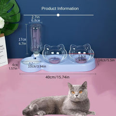 Elevated Dog Bowls with Water Dispenser & Double Feeder