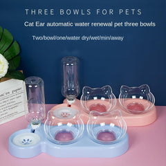 Elevated Dog Bowls with Water Dispenser & Double Feeder