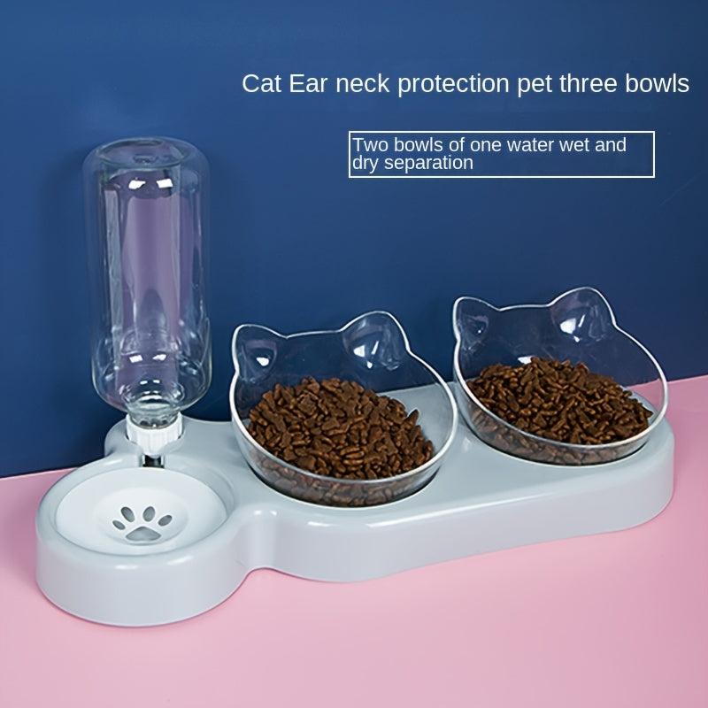 Elevated Dog Bowls with Water Dispenser & Double Feeder