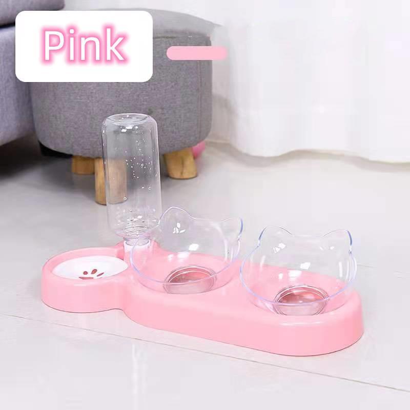 Elevated Dog Bowls with Water Dispenser & Double Feeder