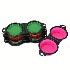 Collapsible Silicone Dog Travel Bowls 2 In 1 Double Bowls