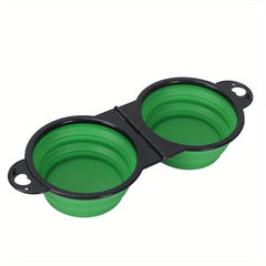 Collapsible Silicone Dog Travel Bowls 2 In 1 Double Bowls
