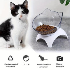 Transparent Cat Ear Shaped Pet Bowl Raised Neck Protector