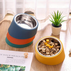 Stainless Steel Dog Bowl with Stand Non-slip Anti-overturning Inclined Design