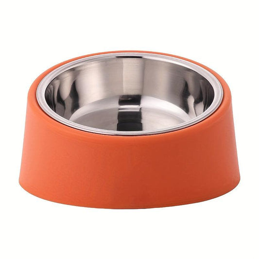 Stainless Steel Dog Bowl with Stand Non-slip Anti-overturning Inclined Design