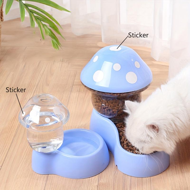 Automatic Mushroom Cat Food Feeder Water Dispenser Set