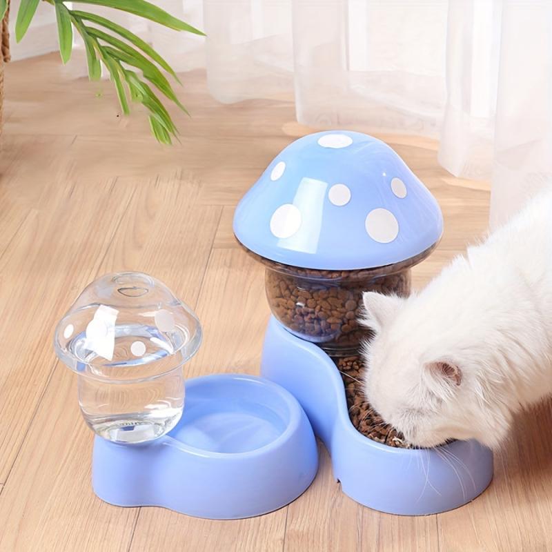 Automatic Mushroom Cat Food Feeder Water Dispenser Set