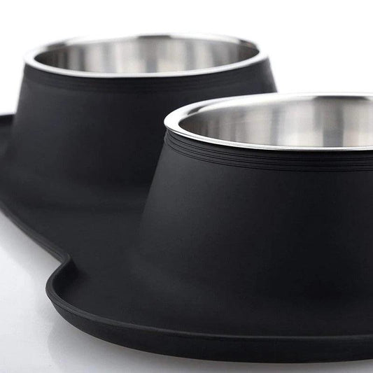 Double Stainless Steel Dog Bowls with Silicone Mat