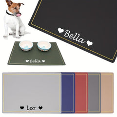 Custom Dog Feeding Mat Waterproof Anti skid with Pet Name Heart Pattern