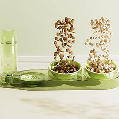 Elevated Cat Feeder with Auto Water Bottle