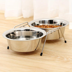 Stainless Steel Double Pet Bowls Non Slip Feeding Station