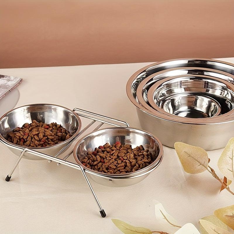 Stainless Steel Double Pet Bowls Non Slip Feeding Station