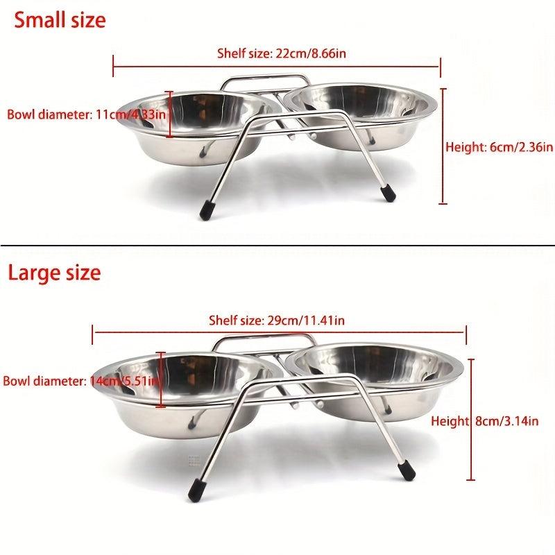 Stainless Steel Double Pet Bowls Non Slip Feeding Station