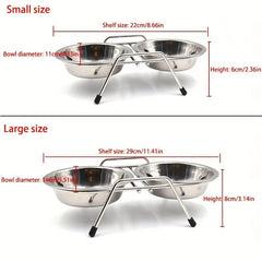 Stainless Steel Double Pet Bowls Non Slip Feeding Station
