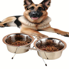 Stainless Steel Double Pet Bowls Non Slip Feeding Station
