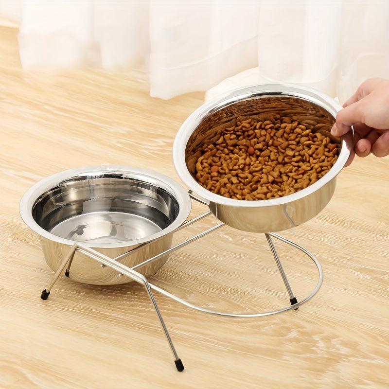 Stainless Steel Double Pet Bowls Non Slip Feeding Station