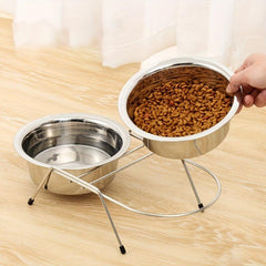 Stainless Steel Double Pet Bowls Non Slip Feeding Station