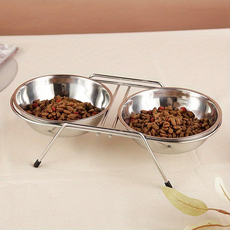 Stainless Steel Double Pet Bowls Non Slip Feeding Station