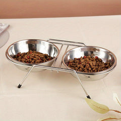 Stainless Steel Double Pet Bowls Non Slip Feeding Station