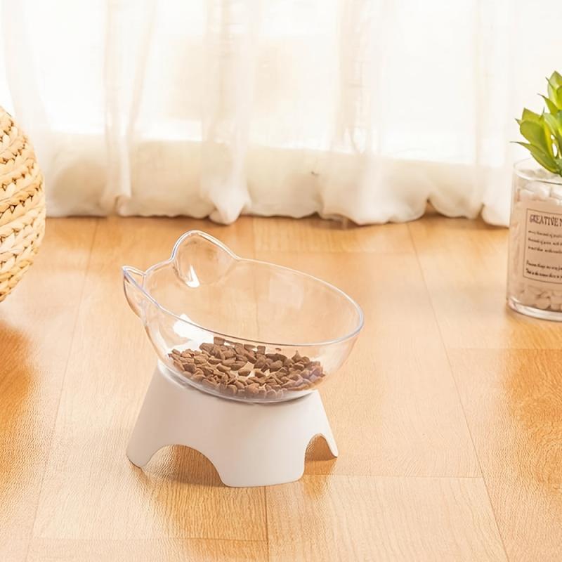 2pcs Raised Cat Bowl Plastic Food Water Feeder with Stand