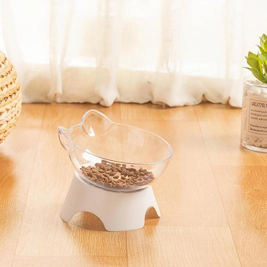 2pcs Raised Cat Bowl Plastic Food Water Feeder with Stand