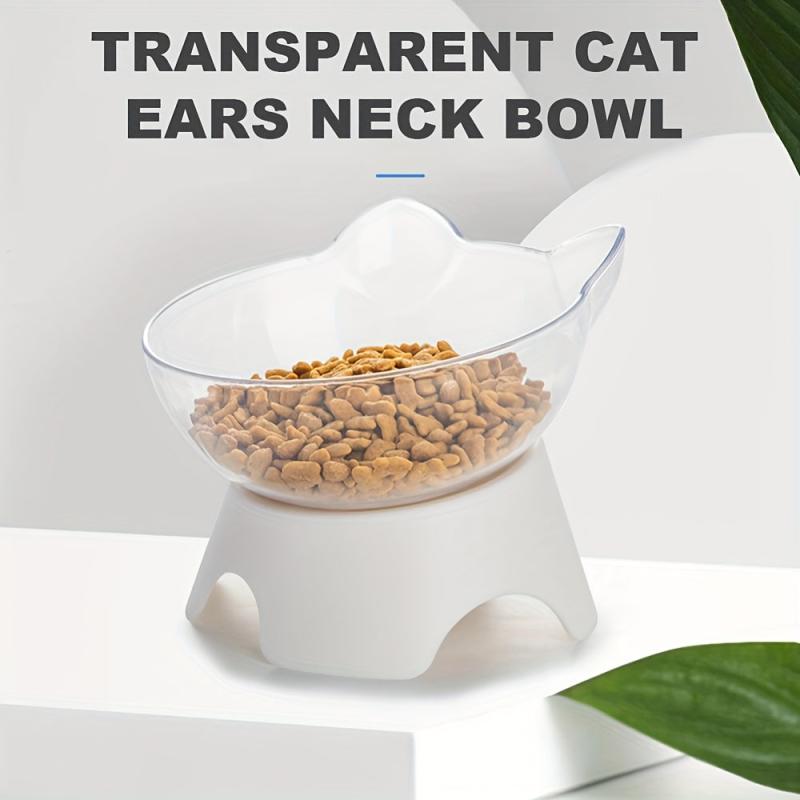 2pcs Raised Cat Bowl Plastic Food Water Feeder with Stand