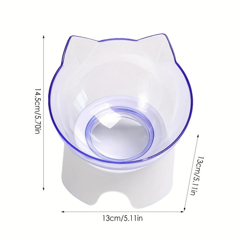 2pcs Raised Cat Bowl Plastic Food Water Feeder with Stand