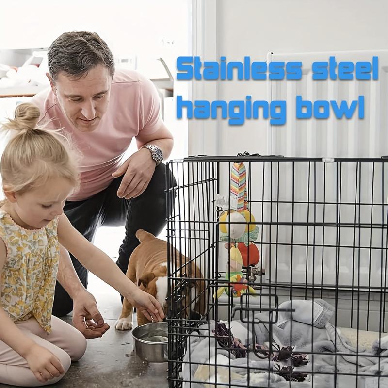 Stainless Steel Dog Food Bowl Cage Feeder