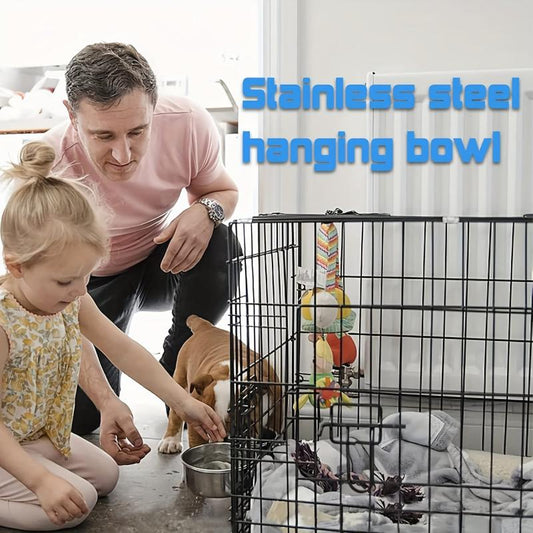 Stainless Steel Dog Food Bowl Cage Feeder