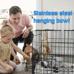 Stainless Steel Dog Food Bowl Cage Feeder