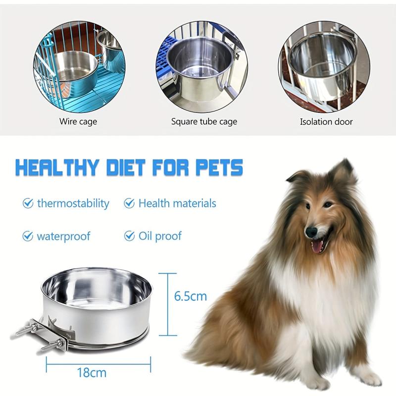Stainless Steel Dog Food Bowl Cage Feeder