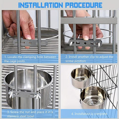 Stainless Steel Dog Food Bowl Cage Feeder