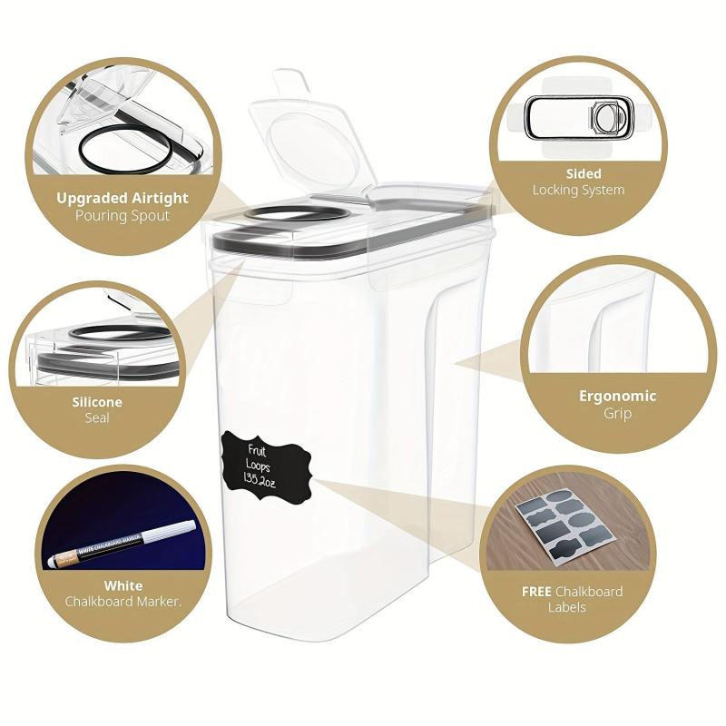 3pc Airtight Pet Food Storage Set w/ Chalkboard Labels & Marker BPA Free