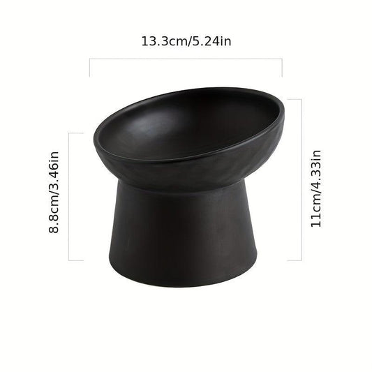 1pc Ceramic Inclined Cat Food Bowl Water Bowl Neck Protection