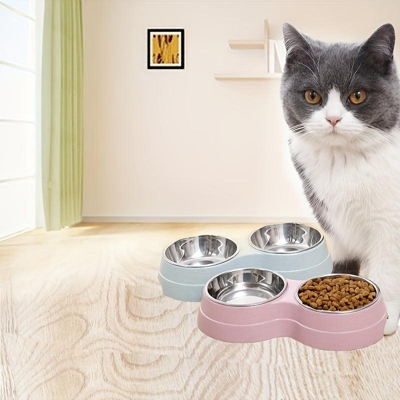 Stainless Steel Double Pet Bowls for Food & Water - Dog/Cat