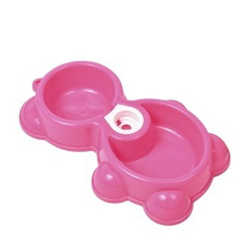 Non-slip Plastic Pet Double Bowls for Cats Dogs - 2 in 1 Food and Water Bowl