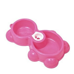 Non-slip Plastic Pet Double Bowls for Cats Dogs - 2 in 1 Food and Water Bowl