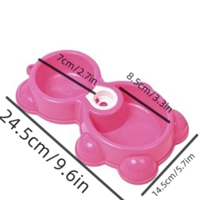 Non-slip Plastic Pet Double Bowls for Cats Dogs - 2 in 1 Food and Water Bowl