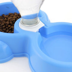 Non-slip Plastic Pet Double Bowls for Cats Dogs - 2 in 1 Food and Water Bowl