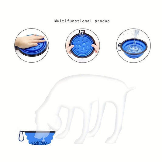 1000ml Collapsible Dog Bowl with Clip - Ideal for Outdoor Activities