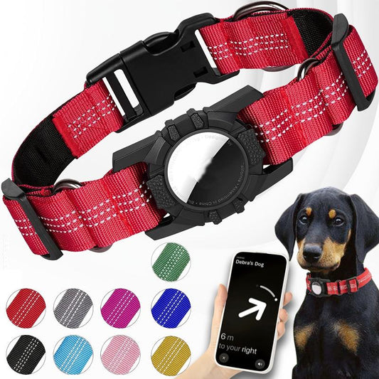 Reflective Dog Collar For AirTags - Soft Nylon Pet Collar