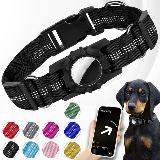 Reflective Dog Collar For AirTags - Soft Nylon Pet Collar